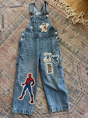 H&M Blue Denim Kids Overalls with Character Patches